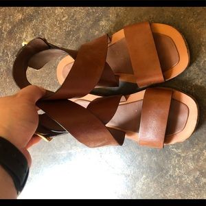 Celine brown leather wrap sandals